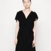 Frilled Cap Sleeves Flared Dress - Vestido Ligero - Black