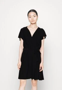 Frilled Cap Sleeves Flared Dress - Vestido Ligero - Black