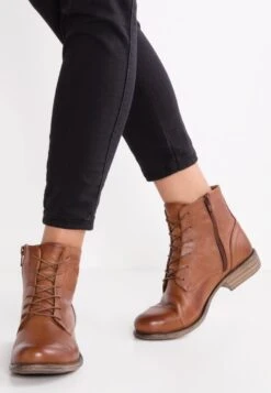Anna Field Leather Booties - Botines Bajos - Cognac