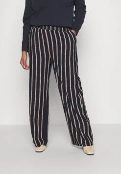 Wide Leg Pant - Pantalones - Dark Blue/Brown/White