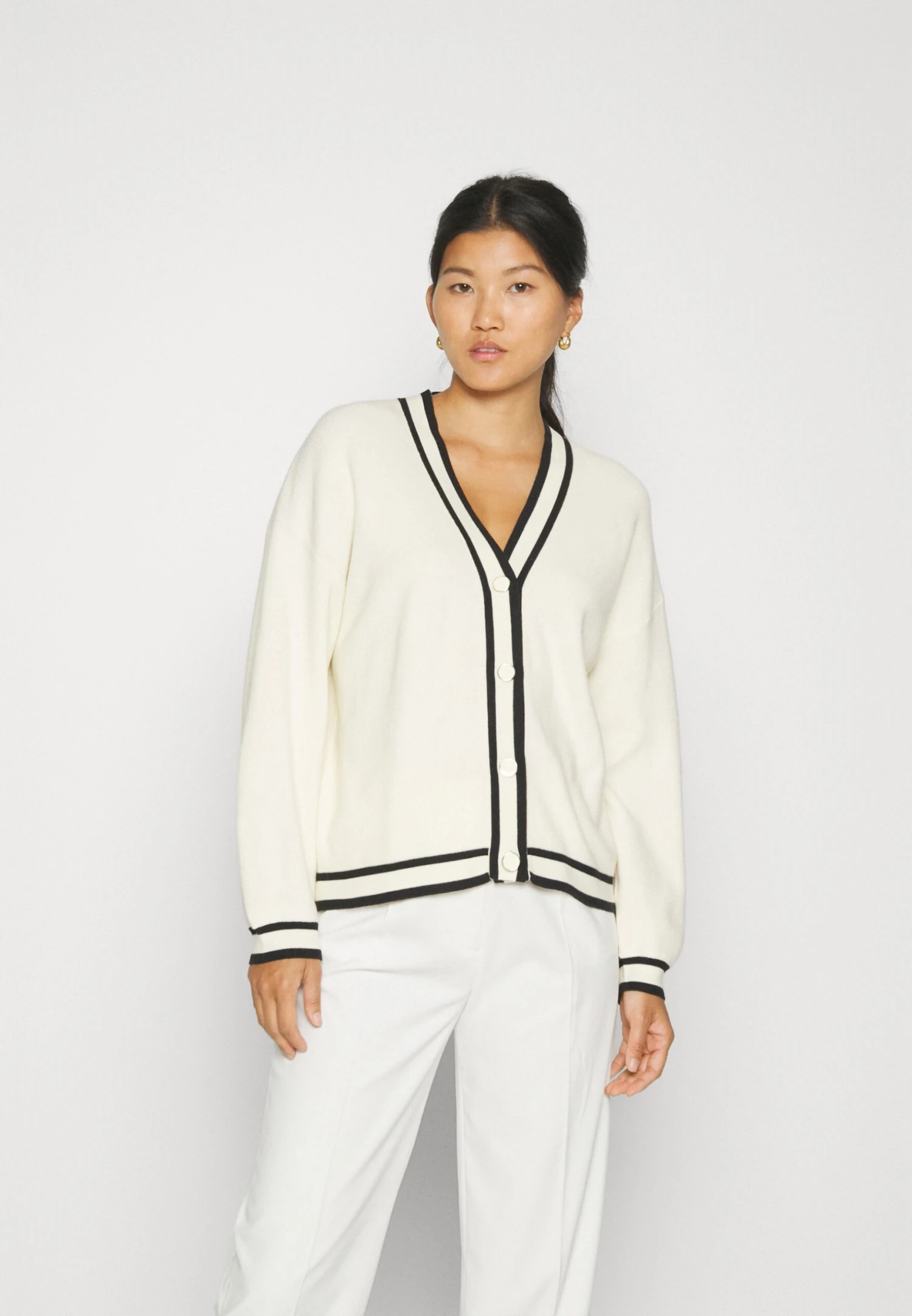 Anna Field Chaqueta De Punto - White/Black 1 Anna Field Chaqueta De Punto - White/Black