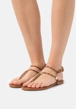 Anna Field Sandalias De Dedo - Cognac/Gold