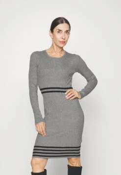 Anna Field Vestido De Punto - Mottled Light Grey/Black