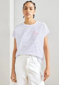 Anna Field Placed Stripe Flamingo Francesca- Camiseta Estampada - White